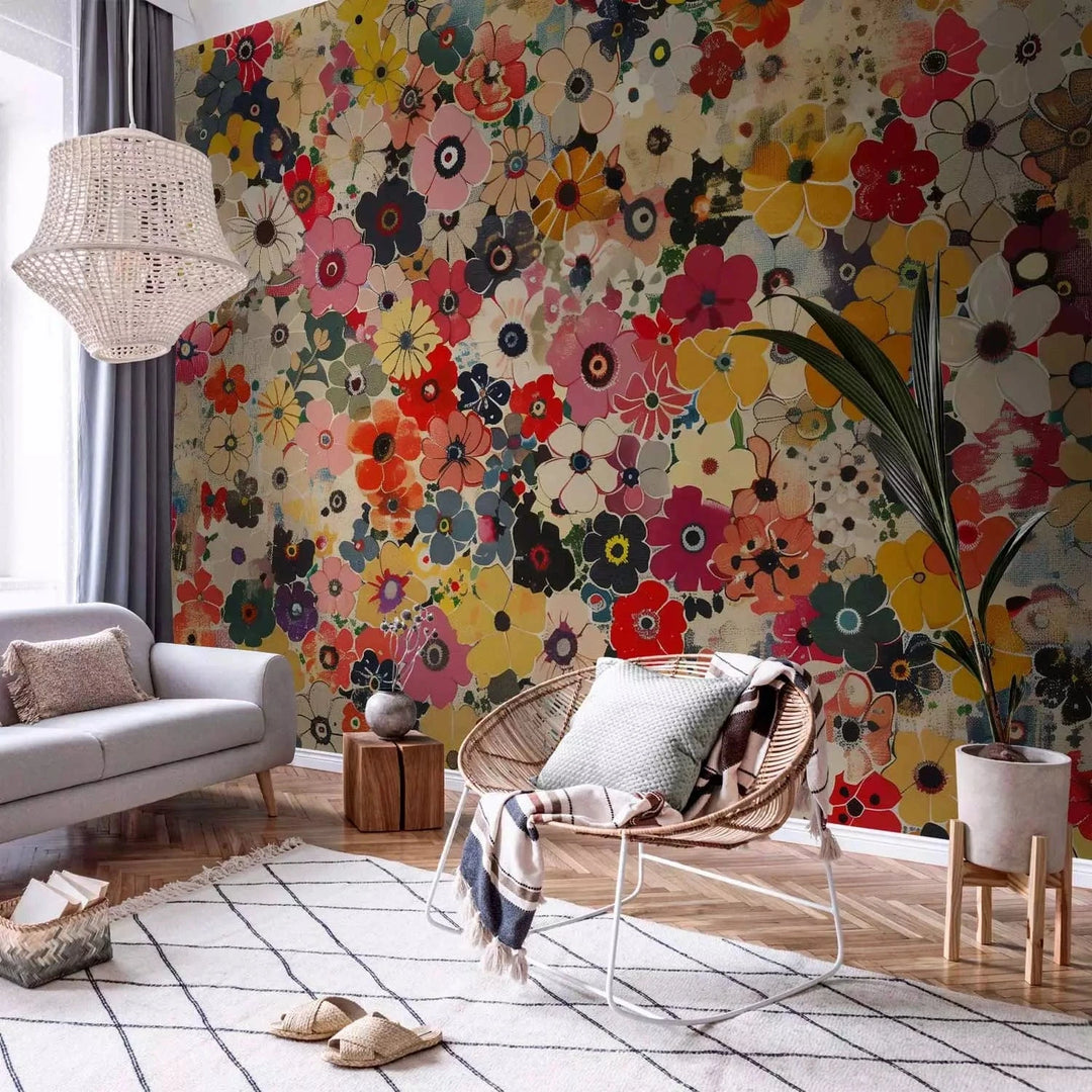 Fototapetes - Krāsu kaleidoskops - ziedu kompozīcija spilgtās krāsās G-ART
