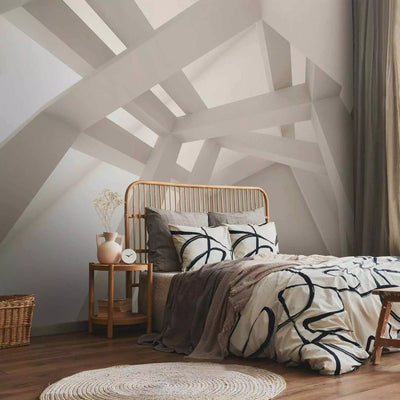 Wall Murals with 3D modern ceiling in cream color tones, buy g-art