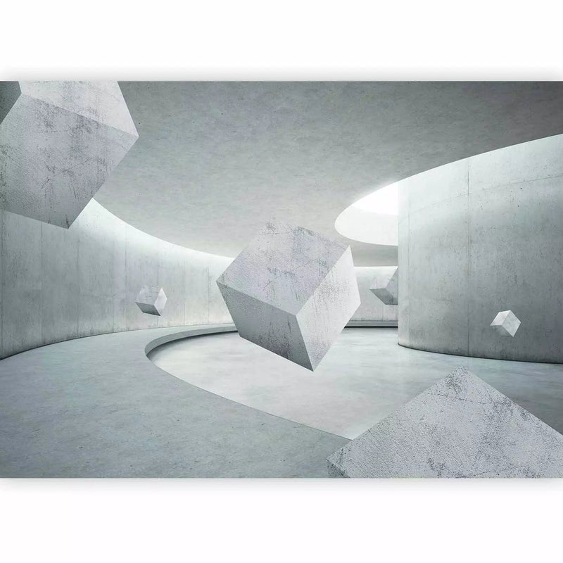 Nonwoven wall murals with 3D cubes in gray color, 62103 G-ART