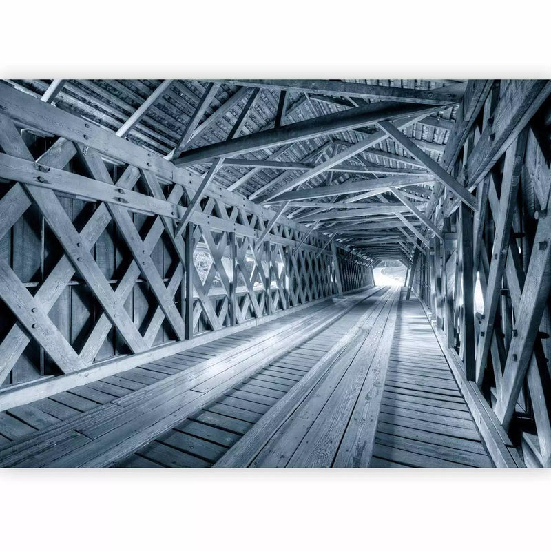 Wall Murals - Large wooden gray bridge tunnel over the river, 64522, buy g-art