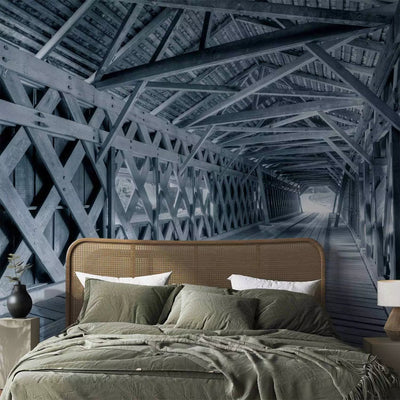 Wall Murals - Large wooden gray bridge tunnel over the river, 64522, buy g-art