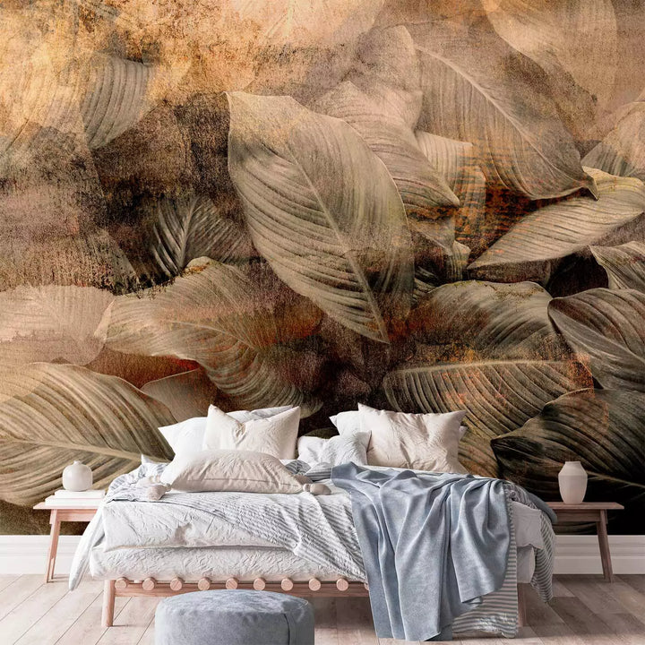 Tropiskas fototapetes - abstrakta kompozīcija ar retro dabas motīvu G-ART