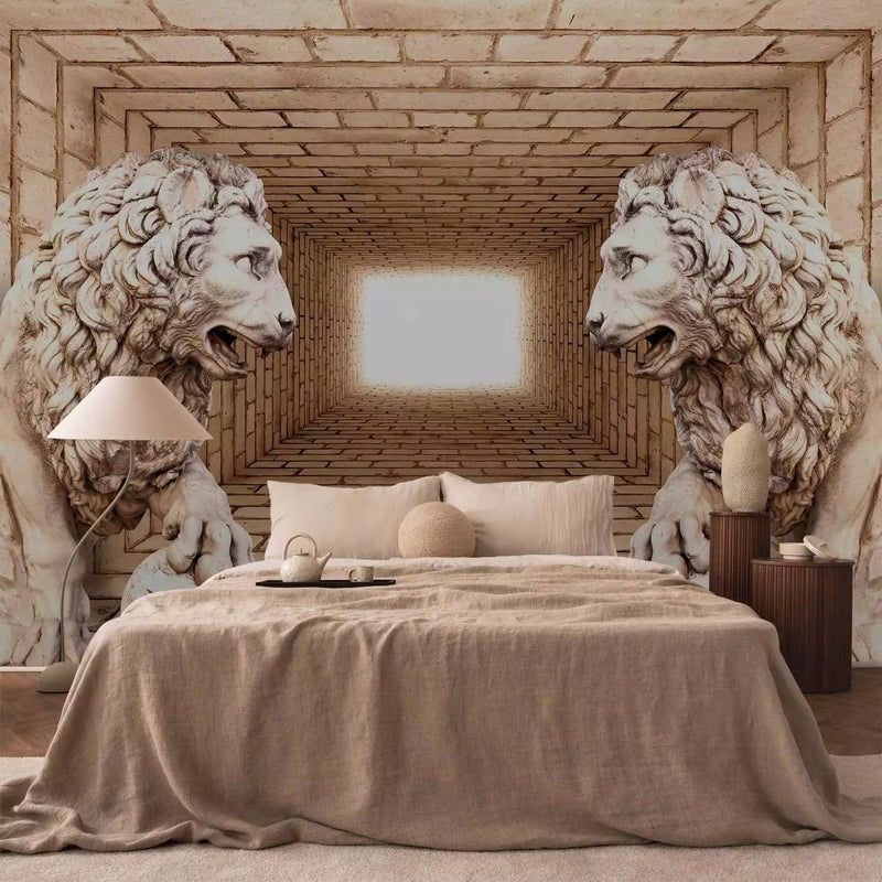 Fototapeet 3D illusiooniga - Secret of the Lions, 61732, beež G-ART