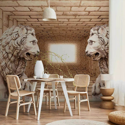 Fototapeet 3D illusiooniga - Secret of the Lions, 61732, beež G-ART