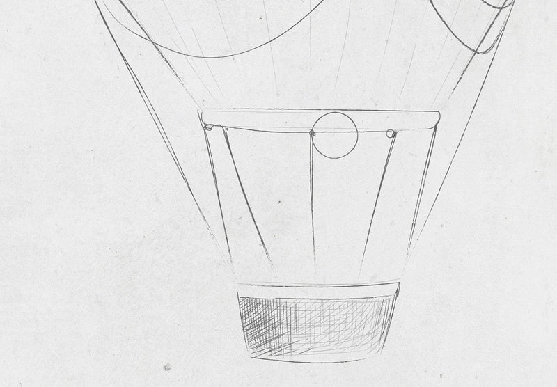 Fototapetes - Lidmašīnu un gaisa balonu skices uz pelēka fona, 150316 G-ART