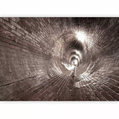 3D Wall Murals with a large underground brick tunnel in gray, 64488g-art