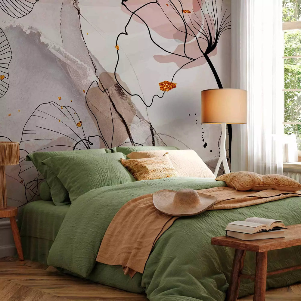 Fototapetes - kompozīcija uz pieklusināta abstrakta fona, pelēkā G-ART