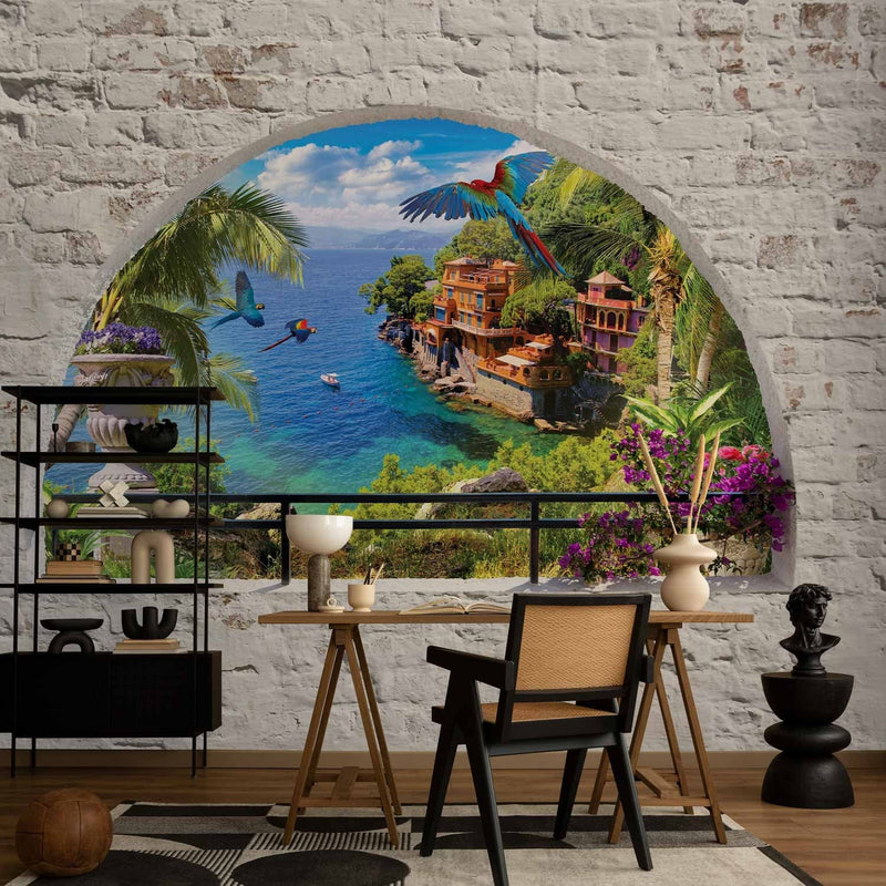 Beautiful Wall Murals with sea view arches - Window in Paradise, 92036 G-ART