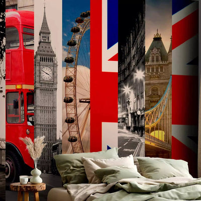 Wall Murals - London, city architecture with British flag G-Art