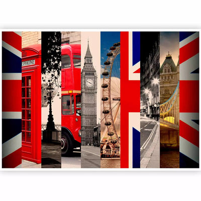 Wall Murals - London, city architecture with British flag G-Art