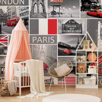 Wall Murals Young people - London, Paris, Berlin, New York, 60687G -Art