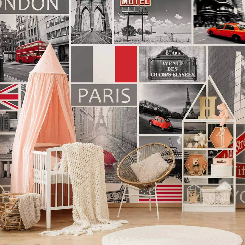 Wall Murals Young people - London, Paris, Berlin, New York, 60687G -Art