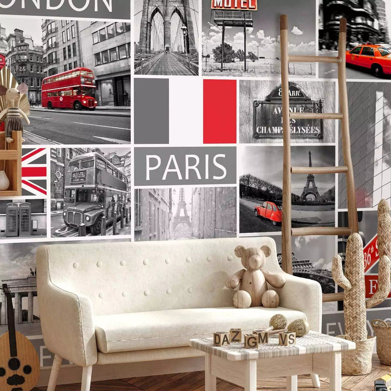 Wall Murals Young people - London, Paris, Berlin, New York, 60687G -Art