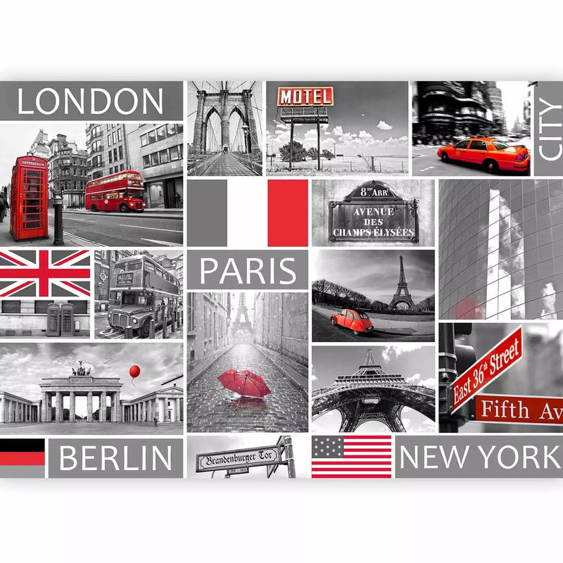 Wall Murals Young people - London, Paris, Berlin, New York, 60687G -Art