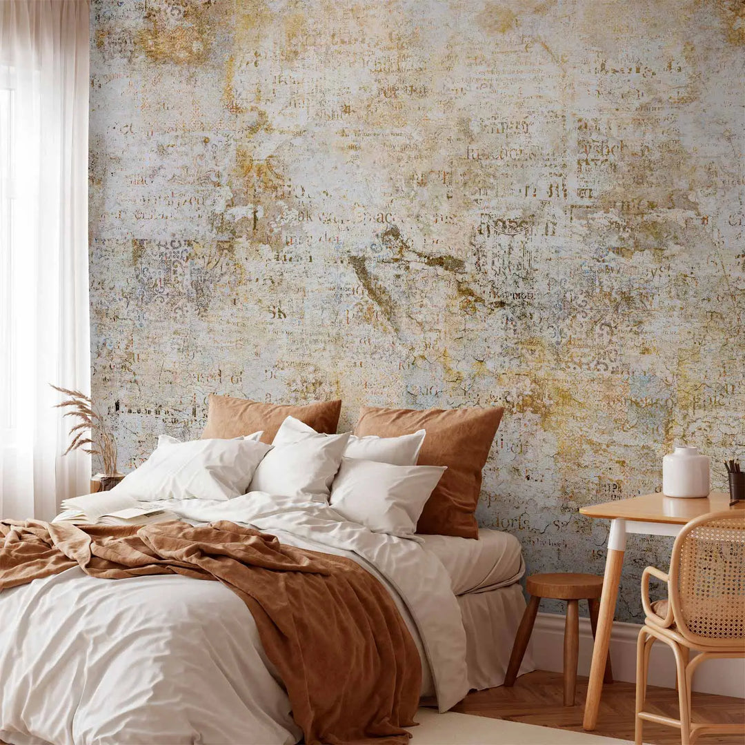 Fototapetes - zelta fons vintage stilā ar uzrakstiem, zelta, bēšā G-ART