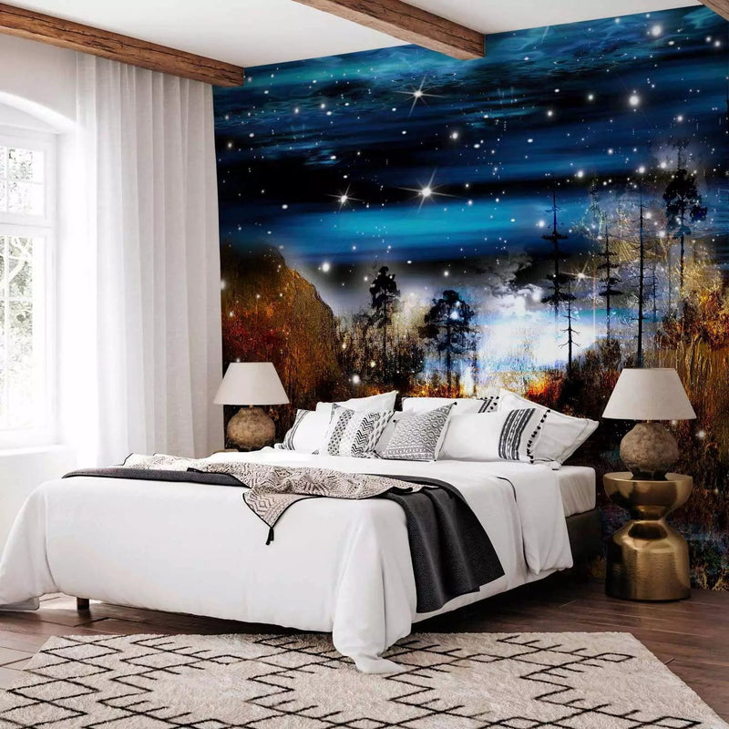 Wall Murals with magical forest in blue, 59728G-ART