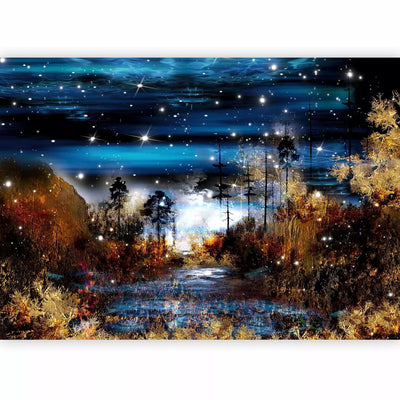 Wall Murals with magical forest in blue, 59728G-ART