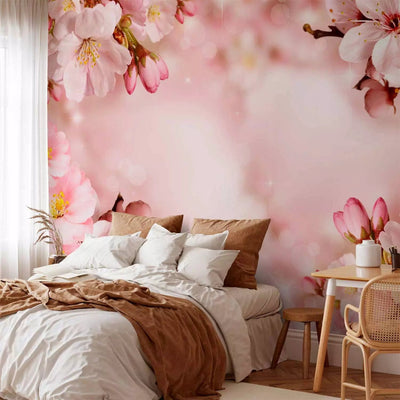 Wall Murals With beautiful spring flowers. Cherry flowers pink in G-art