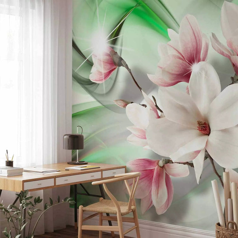 Valokuvatapetti Magnolia -kukilla. Vihreät sävyt, 62466G-Art