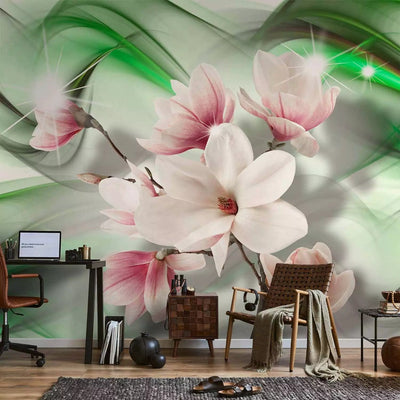 Fototapetai Su magnolijos gėlėmis. Žalieji tonai, 62466G-ART