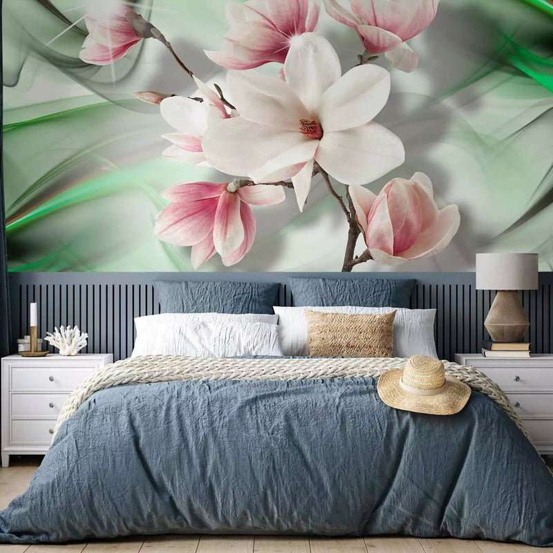 Wall Murals With magnolia flowers. Green tones, 62466g-art