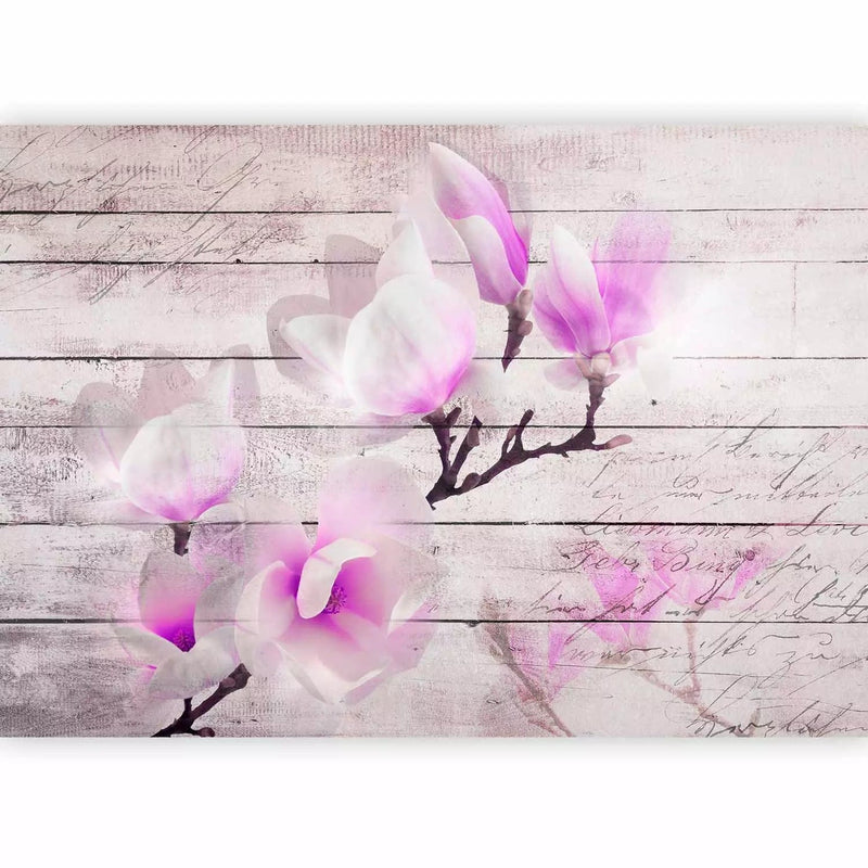 Wall Murals - Purple magnolia flowers on the wood surface, 62469 G-art