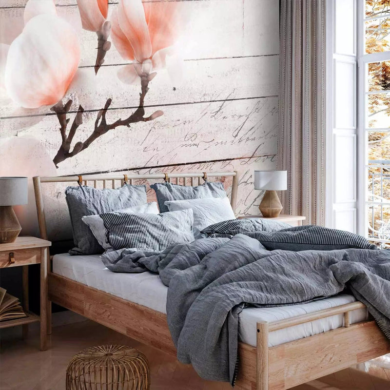 Wall Murals - orange magnolia flowers on the wood surface, 62470 G-art