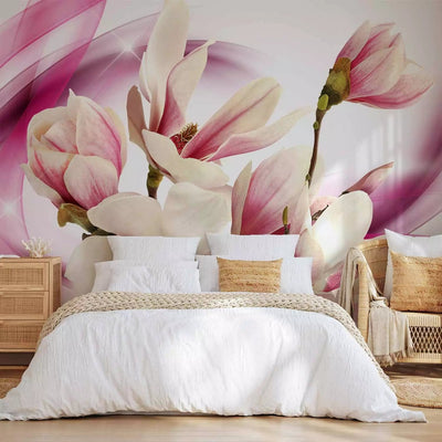 Wall Murals with magnolia flowers in pink color, 63832 - odorless G -art