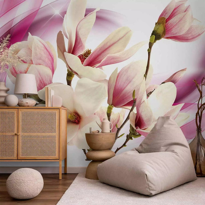 Wall Murals with magnolia flowers in pink color, 63832 - odorless G -art