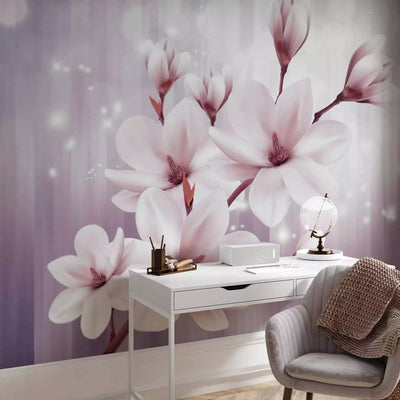 Valokuvatapetti - violetti magnolia ja valopeli,66209G-ART