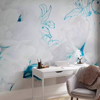 Wall Murals - white jasmine with stylized flowers in Zili, 60797g-art