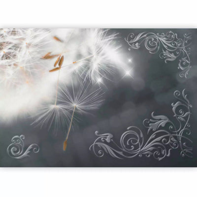 Wall Murals - Large white dandelion with gray ornaments, 64449g-art