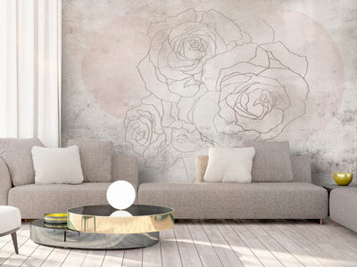 Fototapetes - Mākslinieciskā siena ar ziedu zīmējumu, 148943 G-ART