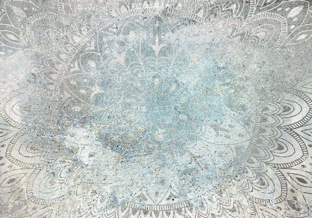 Fototapetes - Mandala patina krāsās uz dabiska zila fona G-ART