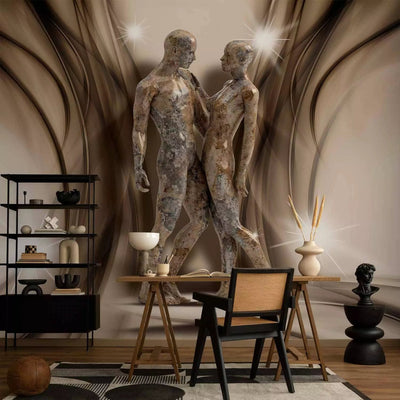 Romantic Wall Murals with a pair in brown color - Marble hugG-ART