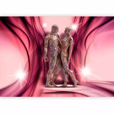 Wall Murals - Sculpture with two figures on a pink background, 61225G-ART