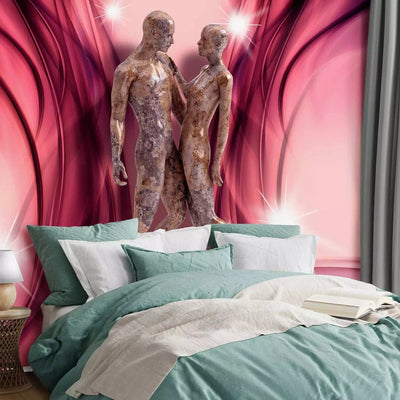 Wall Murals - Sculpture with two figures on a pink background, 61225G-ART