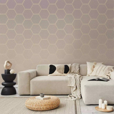 Wall Murals - pastel glass motif with hexagonal shapes, 161069 G-ART