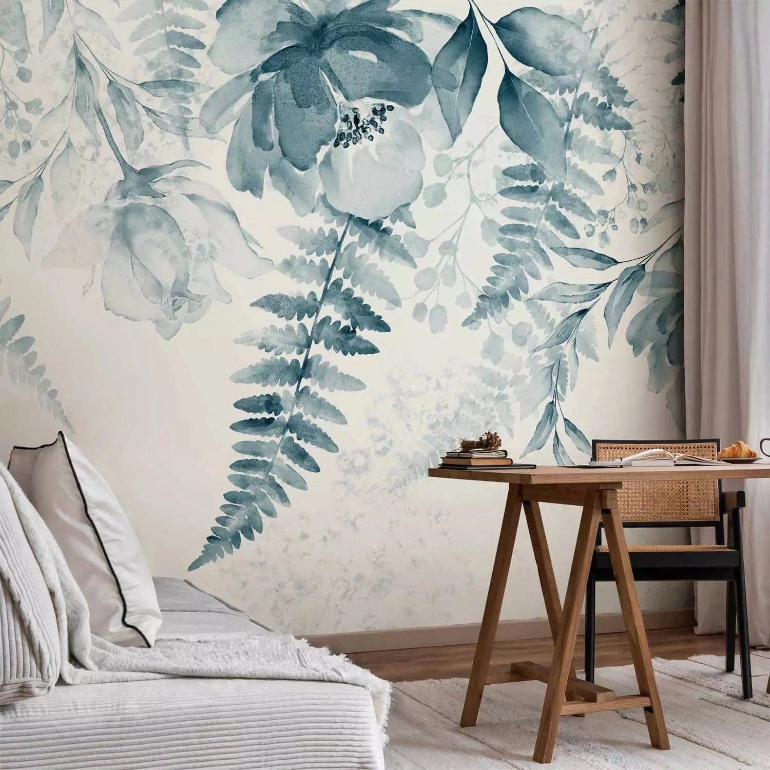 Fototapetes - Melanholiskas rozes - ziedu kompozīcija zilā krāsā  G-ART