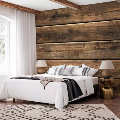 Fototapetes guļamistabai ar dabīga koka imitāciju brūna krāsā G-ART