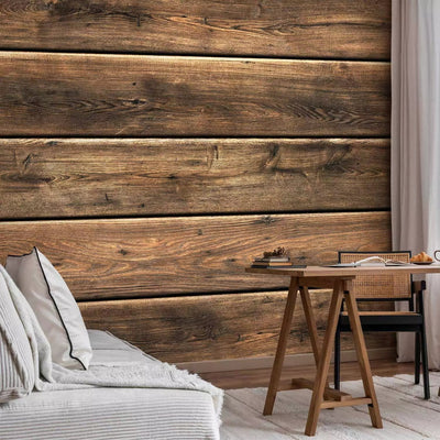 Wall Murals bedroom with natural wood imitation brown in G-art