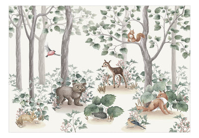 Fototapetes - Meža pasaka - akvareļu ainava ar dzīvniekiem, 149240 G-ART