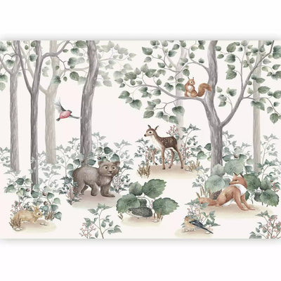 Wall Murals Children - Forest with Animals: Fox, Birds, Lacisg -Dart