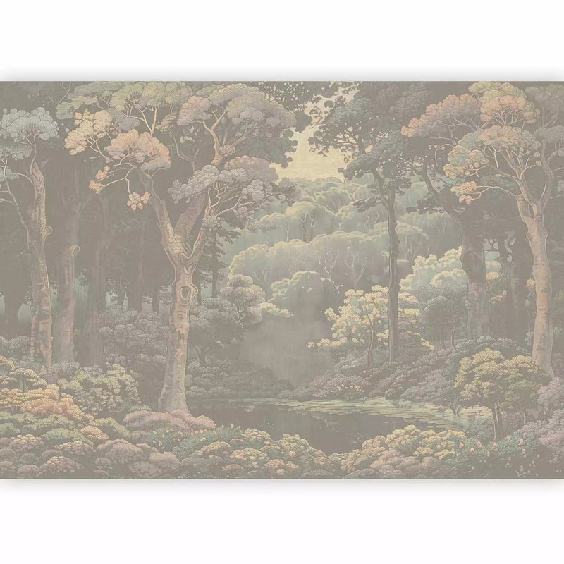 Wall Murals - Forest corners - mysterious landscape with trees and flowers G-ART