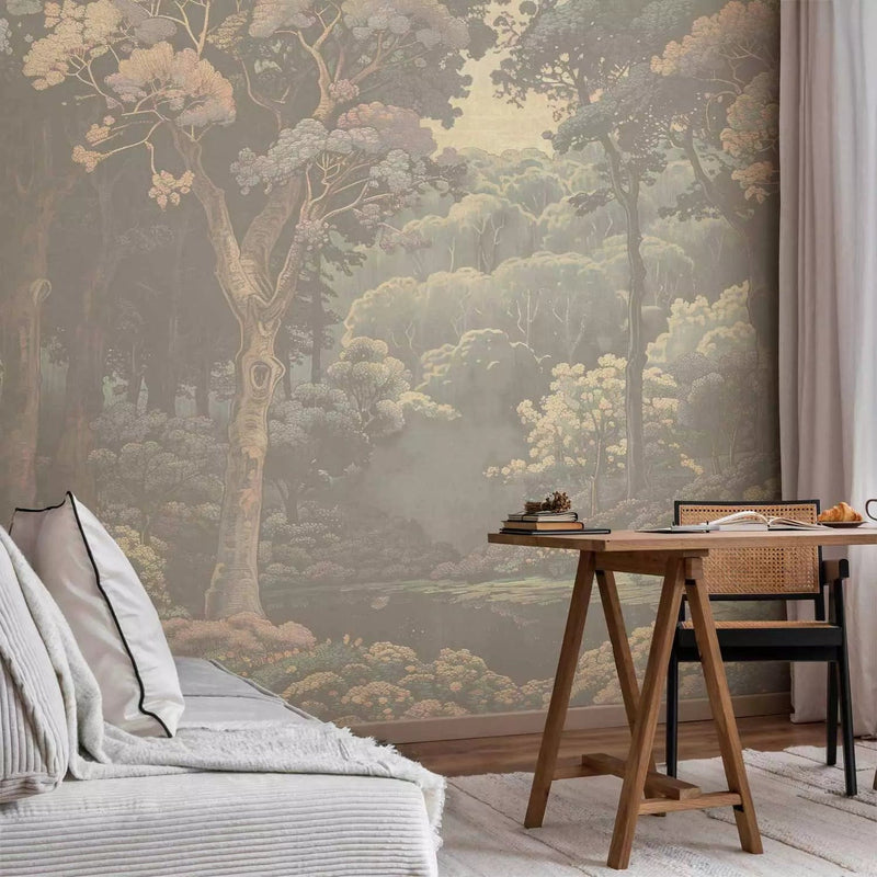 Wall Murals - Forest corners - mysterious landscape with trees and flowers G-ART