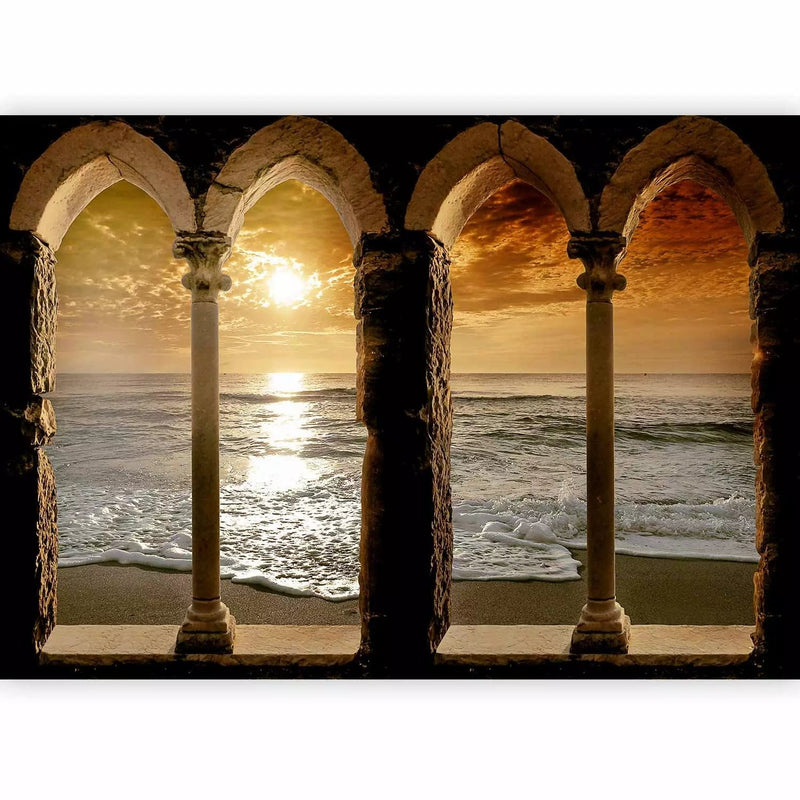 Wall Murals with a perspective on the sea beach - a peaceful atmosphere G -art