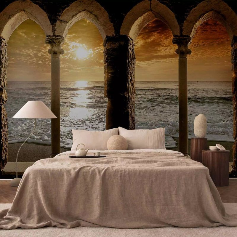 Wall Murals with a perspective on the sea beach - a peaceful atmosphere G -art