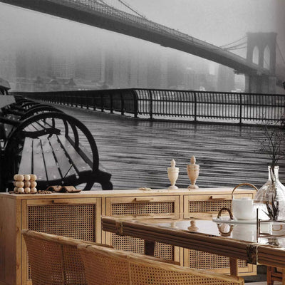 Wall Murals With a foggy day at the Brooklyn Bridge in New York, 61875g-art