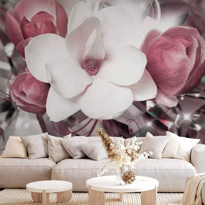 Wall Murals - Beautiful Magnolia Bouquet in shades of maroon, 89802G-ART