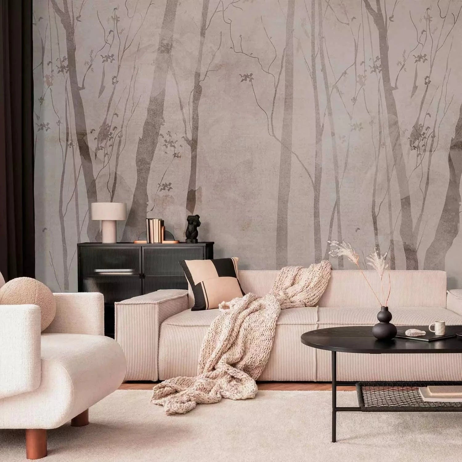 Fototapetes - Minimālisma stila smilškrāsas mežs – dabas noskaņa G-ART